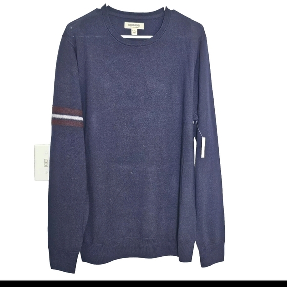 Goodthreads Men's Navy Blue M/Tall Merino Wool Casual Career Longsleeve Sweater - Picture 1 of 8
